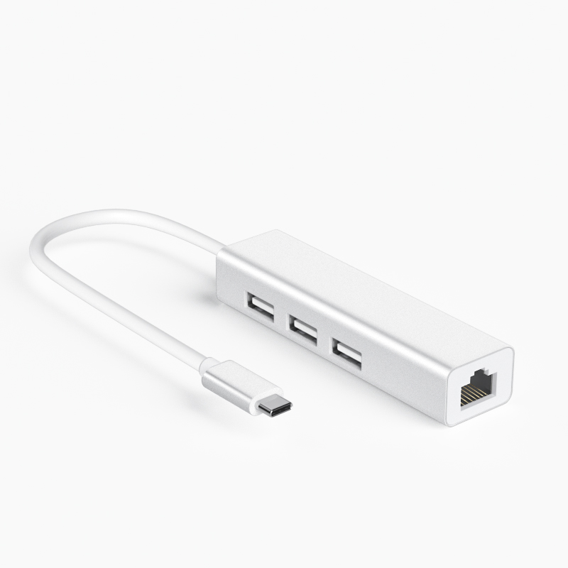 Type-C2.0转百兆网卡+USB2.0HUB （S81系列）