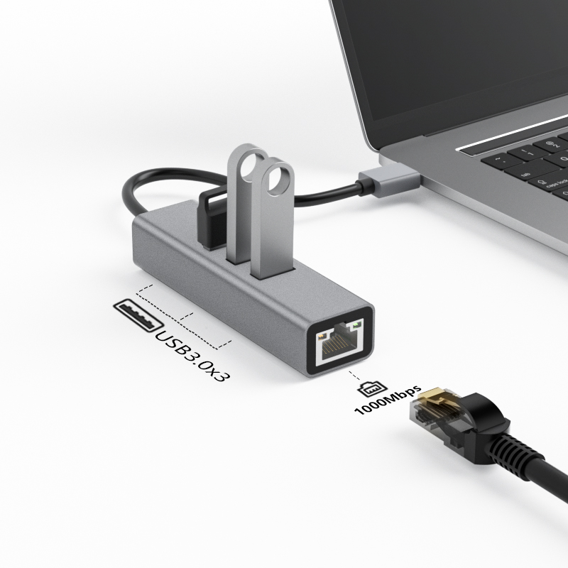USB3.0转百兆网卡+USB3.0HUB （S669系列）